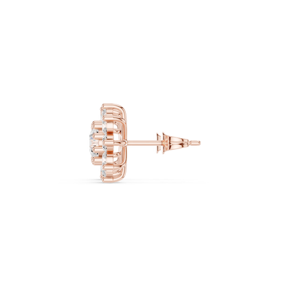 Round Cut Lab Grown Diamond Stud Earrings in Rose Gold