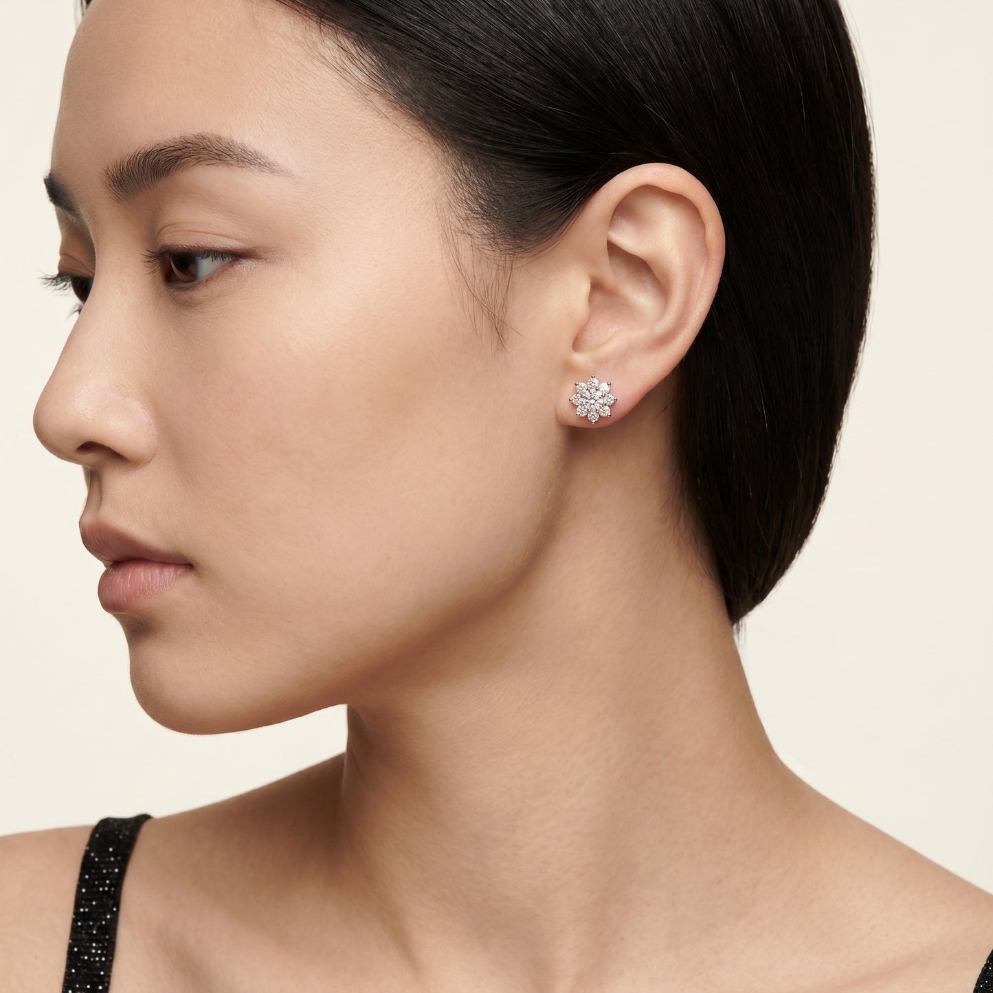 Round Cut Lab Grown Diamond Stud Earrings in Rose Gold