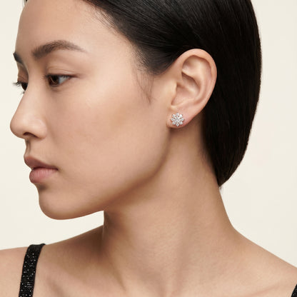 Round Cut Lab Grown Diamond Stud Earrings in Rose Gold