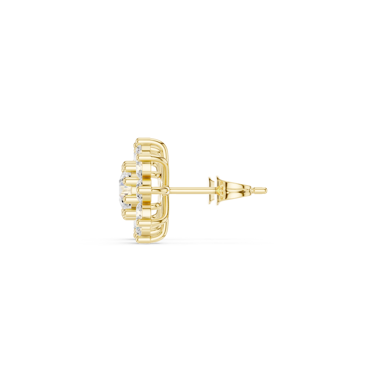 Round Cut Lab Grown Diamond Stud Earrings in Yellow Gold