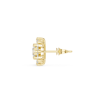 Round Cut Lab Grown Diamond Stud Earrings in Yellow Gold