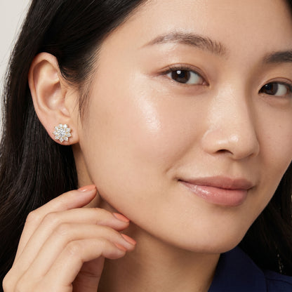 Round Cut Lab Grown Diamond Stud Earrings in Yellow Gold