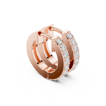 Round Cut Lab Grown Diamond Hoop Earrings in Rose Gold