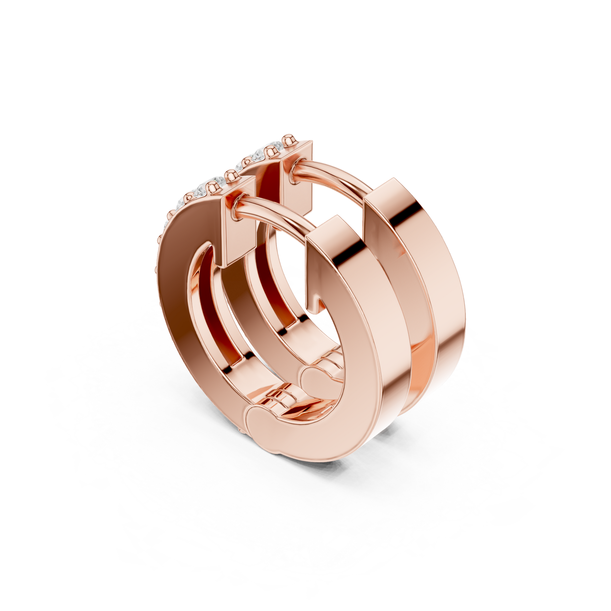 Round Cut Lab Grown Diamond Hoop Earrings in Rose Gold