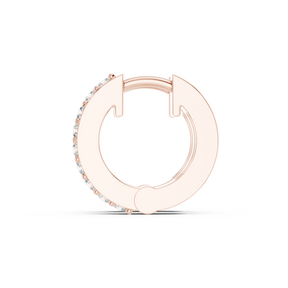 Round Cut Lab Grown Diamond Hoop Earrings in Rose Gold