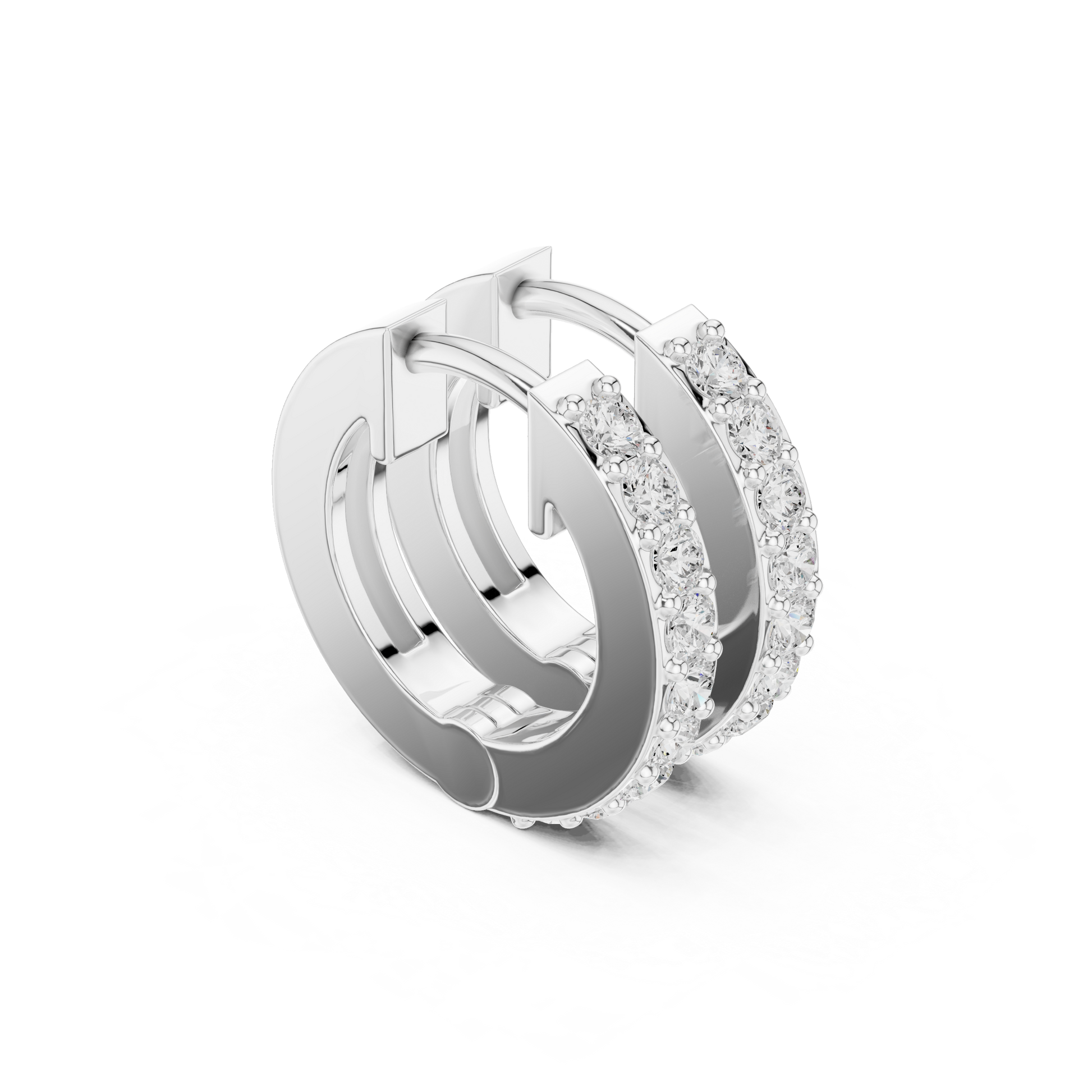 Round Cut Lab Grown Diamond Hoop Earrings in White Gold