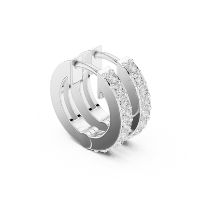 Round Cut Lab Grown Diamond Hoop Earrings in White Gold