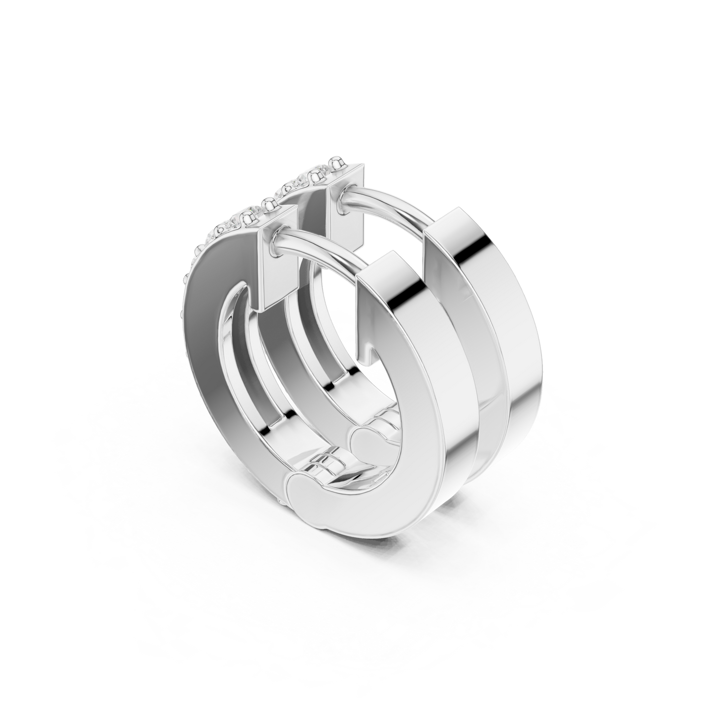 Round Cut Lab Grown Diamond Hoop Earrings in Silver