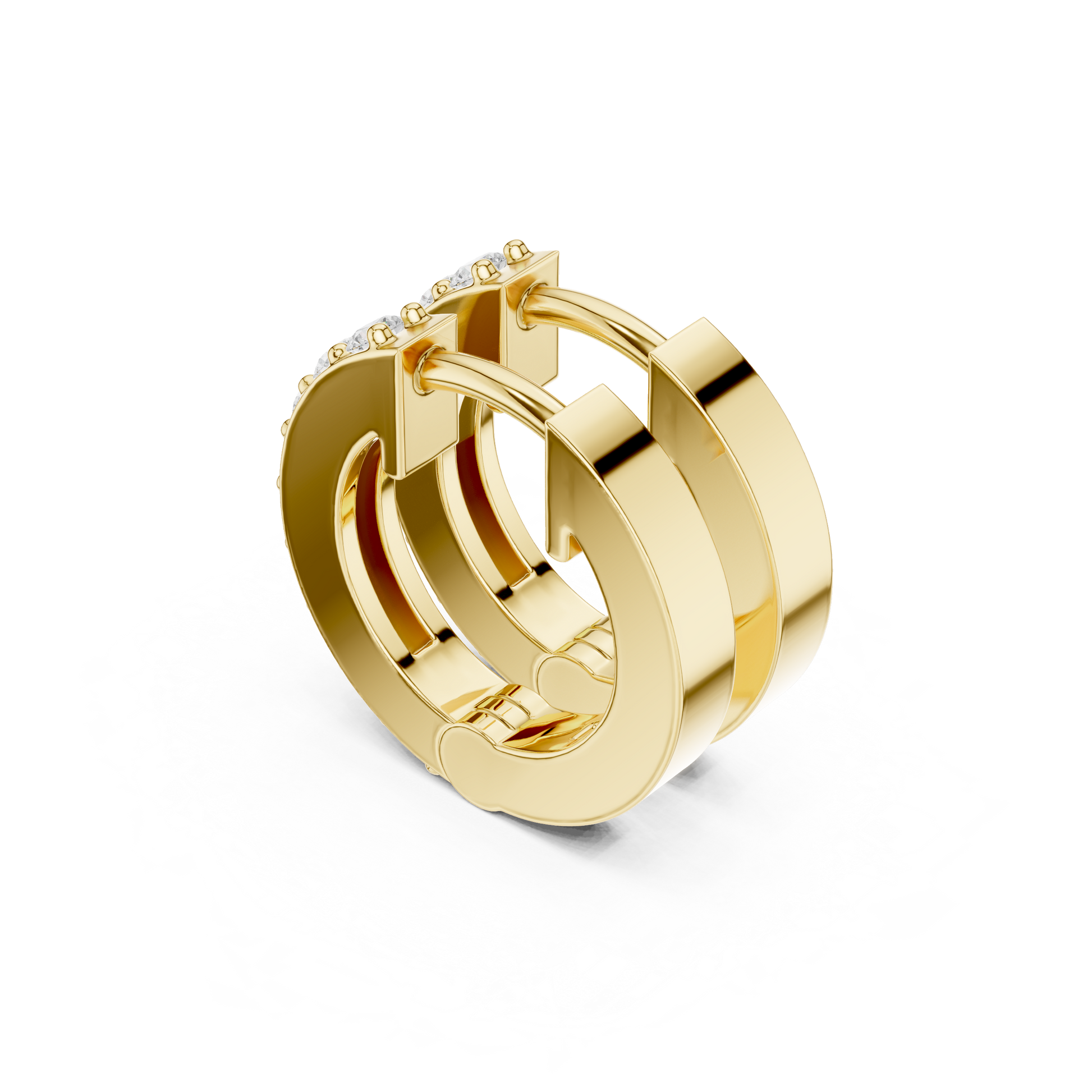 Round Cut Lab Grown Diamond Hoop Earrings in Yellow Gold