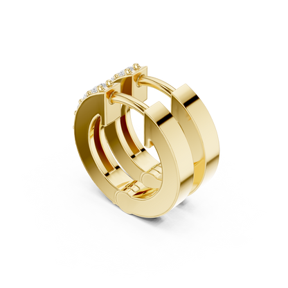Round Cut Lab Grown Diamond Hoop Earrings in Yellow Gold