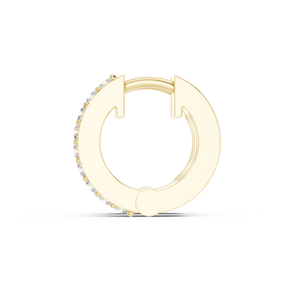 Round Cut Lab Grown Diamond Hoop Earrings in Yellow Gold