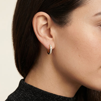 Round Cut Lab Grown Diamond Hoop Earrings in Yellow Gold