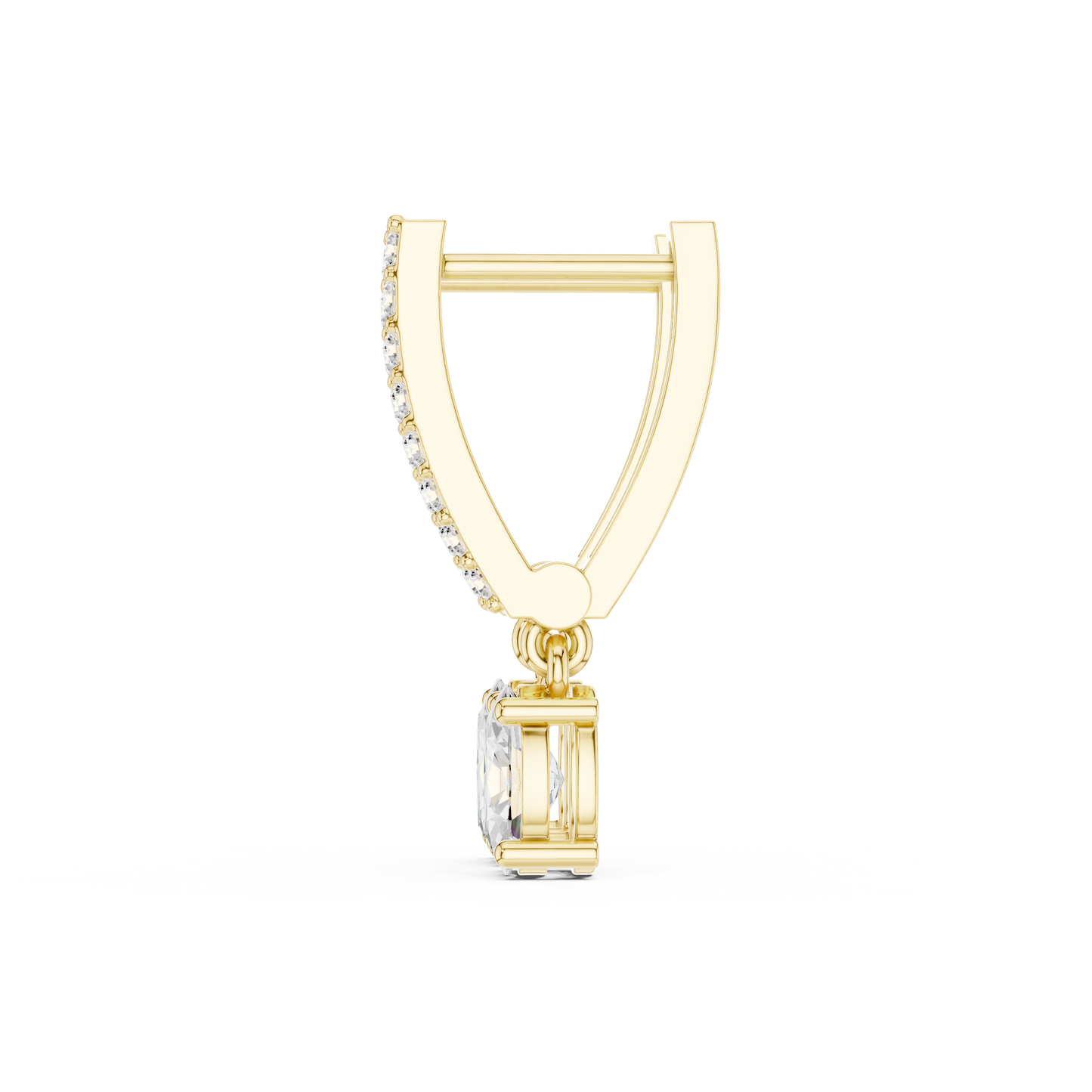 Oval Round Cut Lab Grown Diamond Hoop Earrings in Yellow Gold