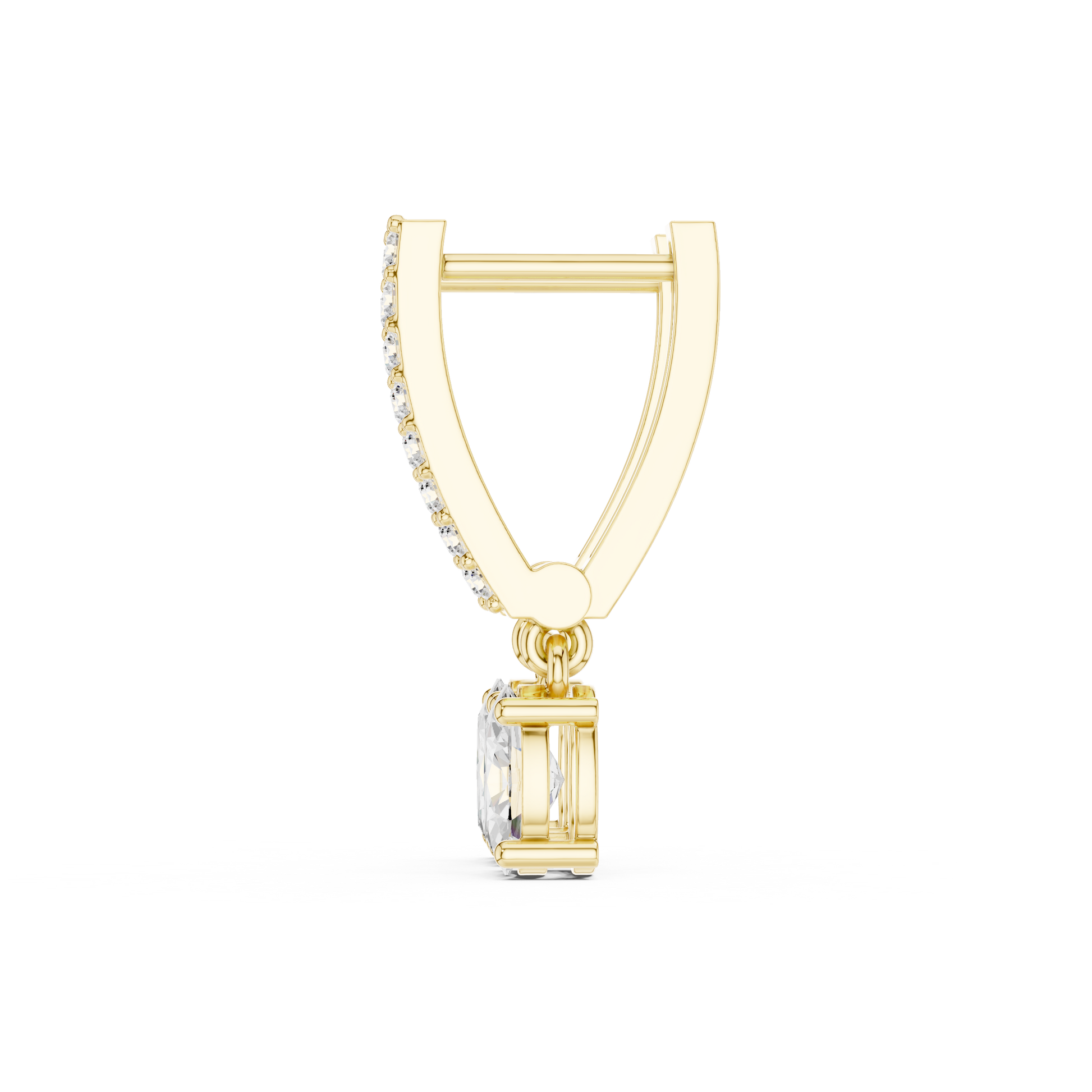 Oval Round Cut Lab Grown Diamond Hoop Earrings in Yellow Gold