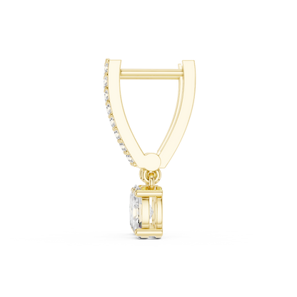 Oval Round Cut Lab Grown Diamond Hoop Earrings in Yellow Gold