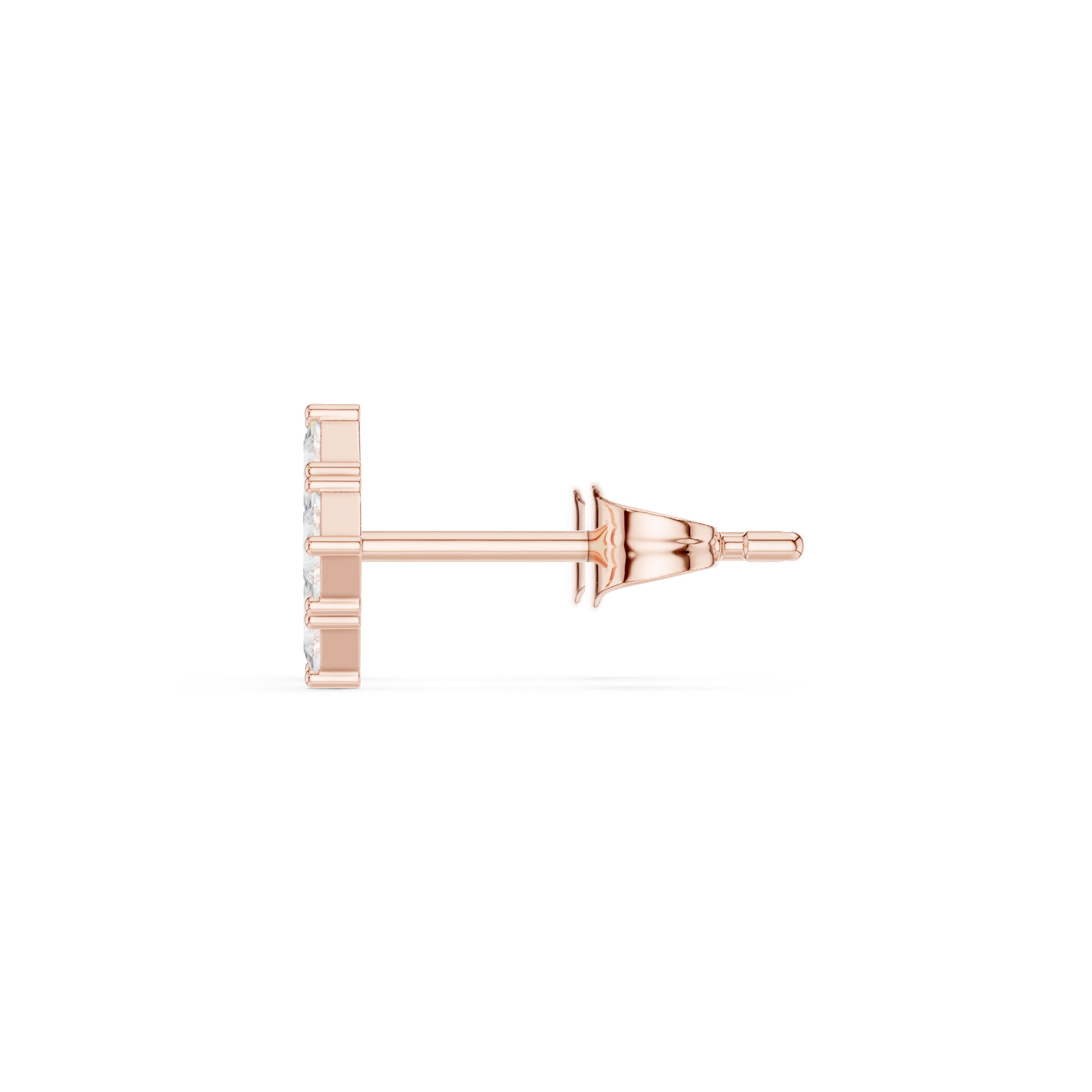 Princess Cut Lab Grown Diamond Stud Earrings in Rose Gold