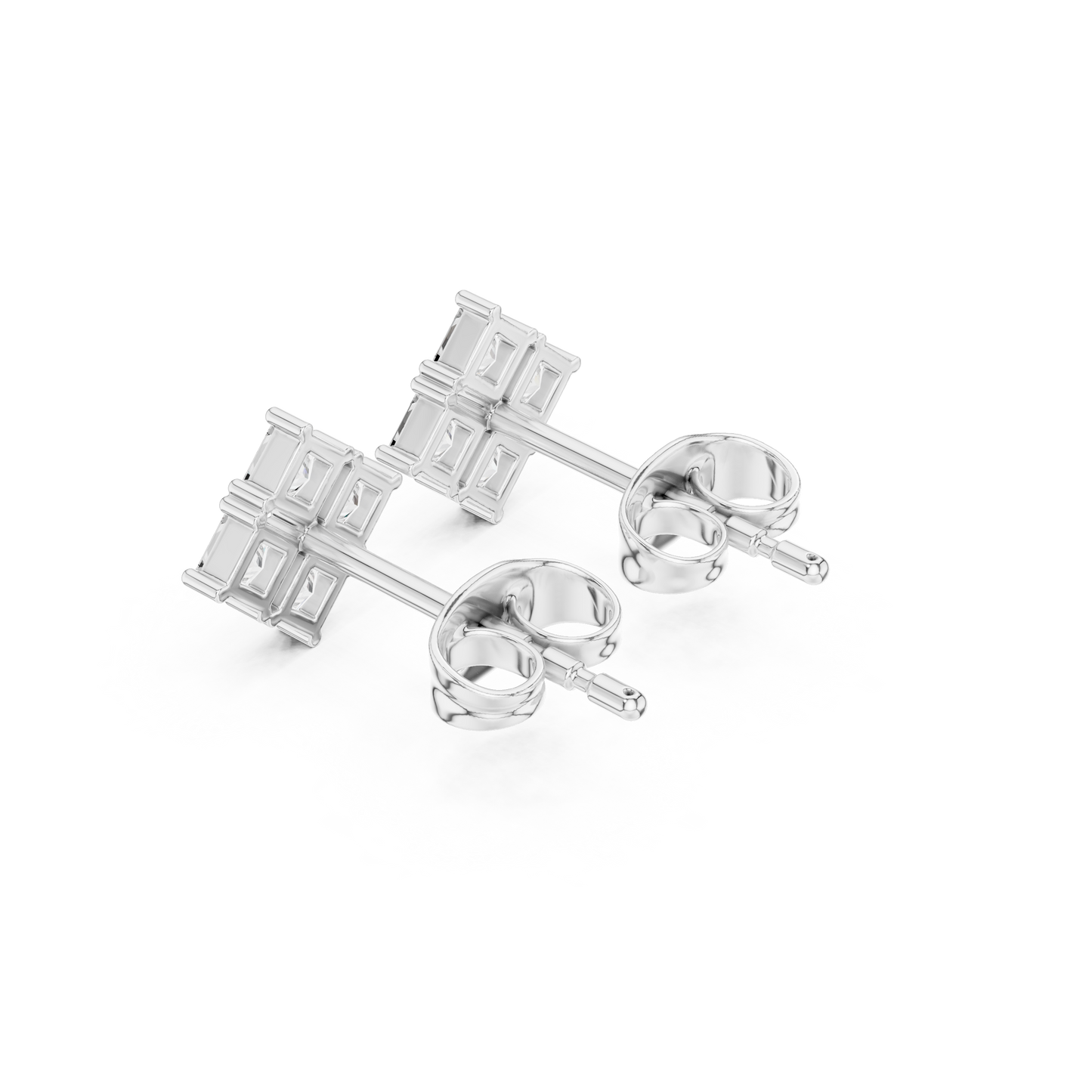 Princess Cut Lab Grown Diamond Stud Earrings in Platinum