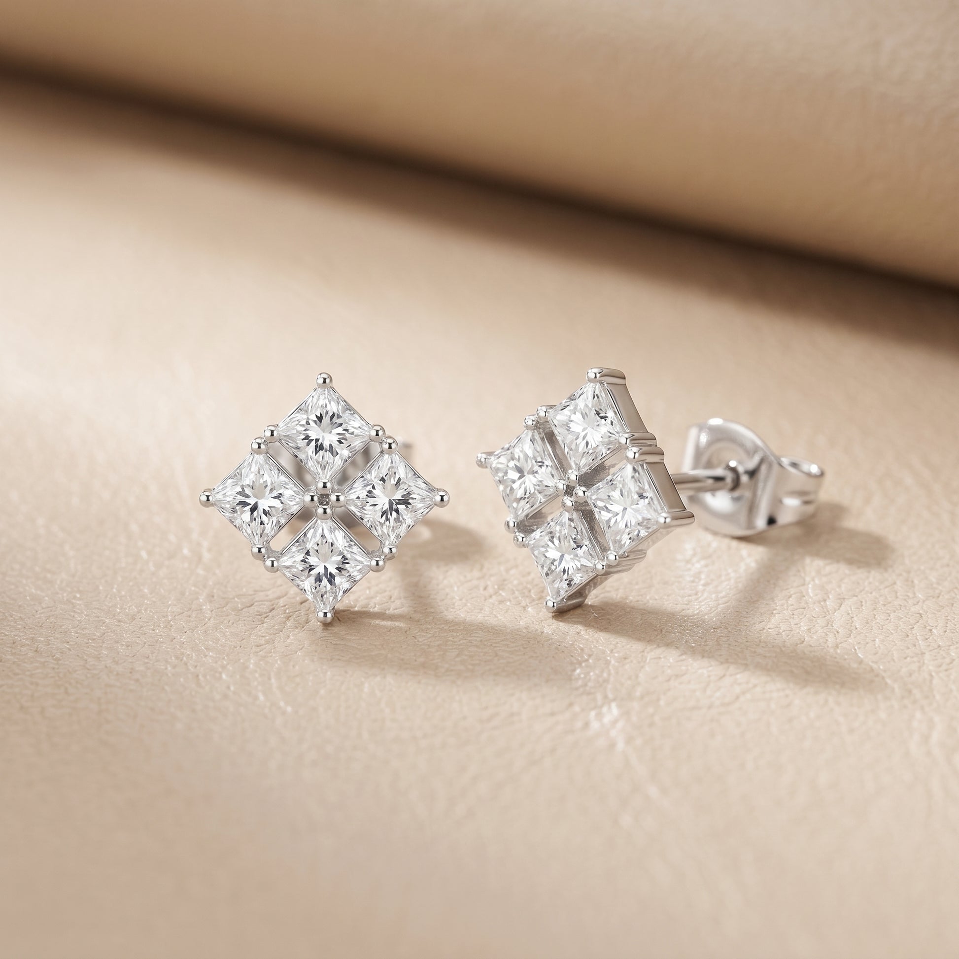 Princess Cut Lab Grown Diamond Stud Earrings in Platinum