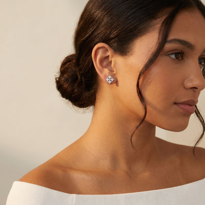 Princess Cut Lab Grown Diamond Stud Earrings in Silver