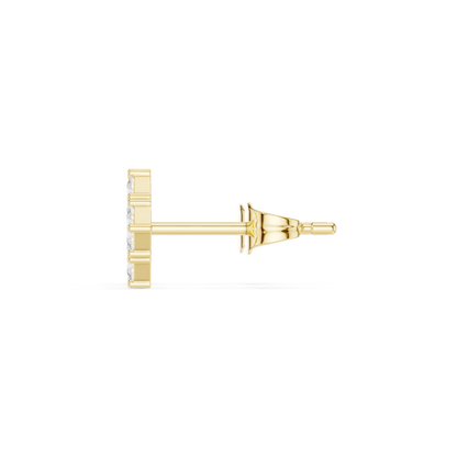 Princess Cut Lab Grown Diamond Stud Earrings in Yellow Gold