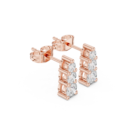 Round Cut Lab Grown Diamond Stud Earrings in Rose Gold