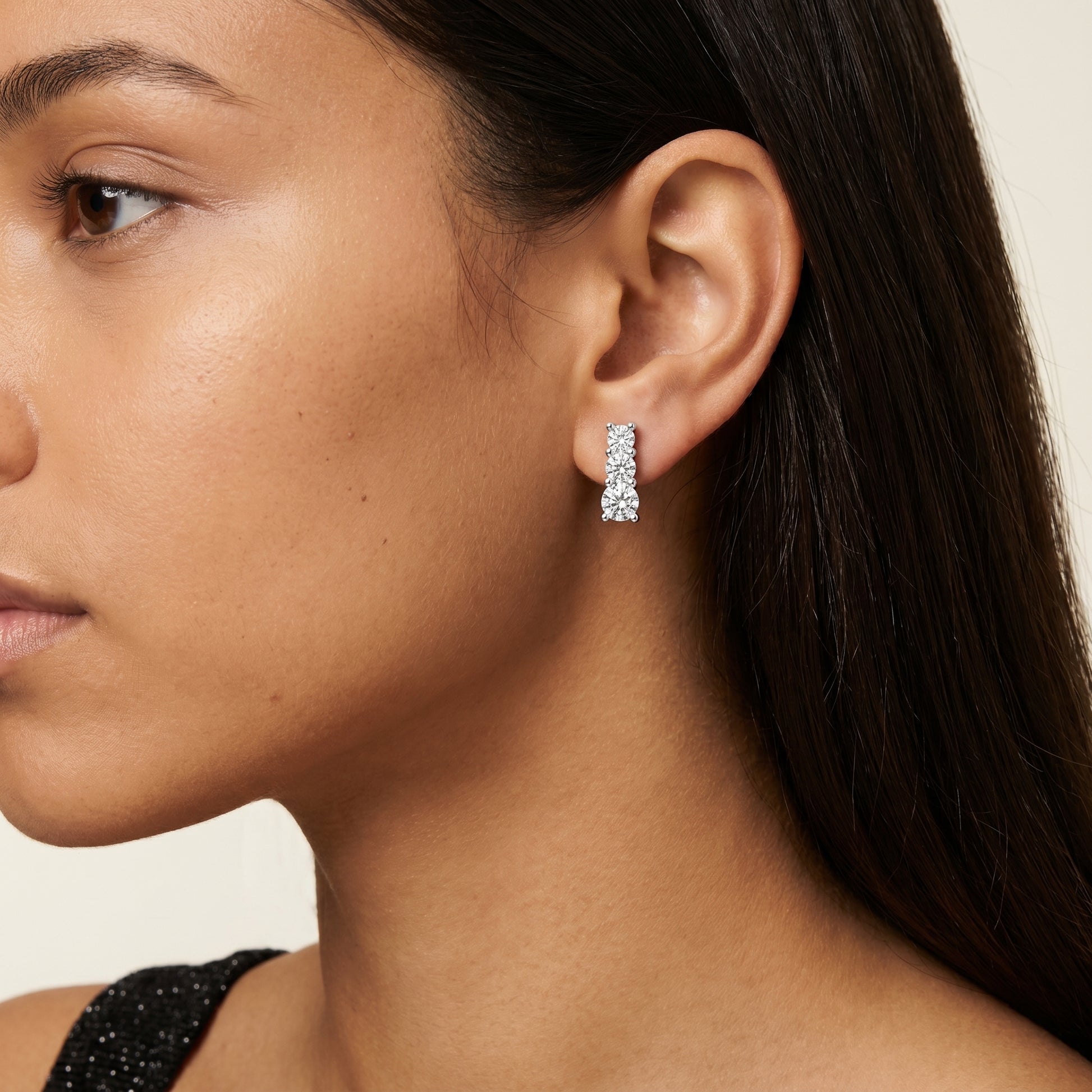 Round Cut Lab Grown Diamond Stud Earrings in Silver