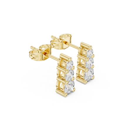 Round Cut Lab Grown Diamond Stud Earrings in Yellow Gold