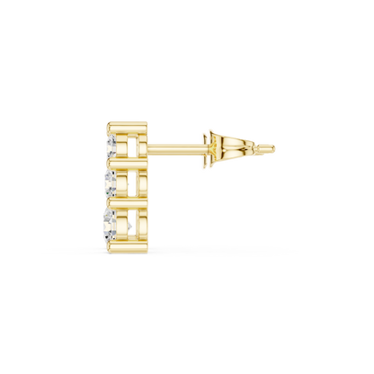 Round Cut Lab Grown Diamond Stud Earrings in Yellow Gold