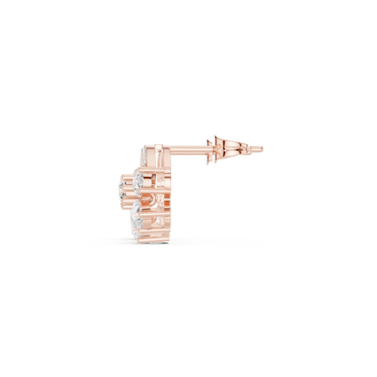 Pear Round Cut Lab Grown Diamond Stud Earrings in Rose Gold
