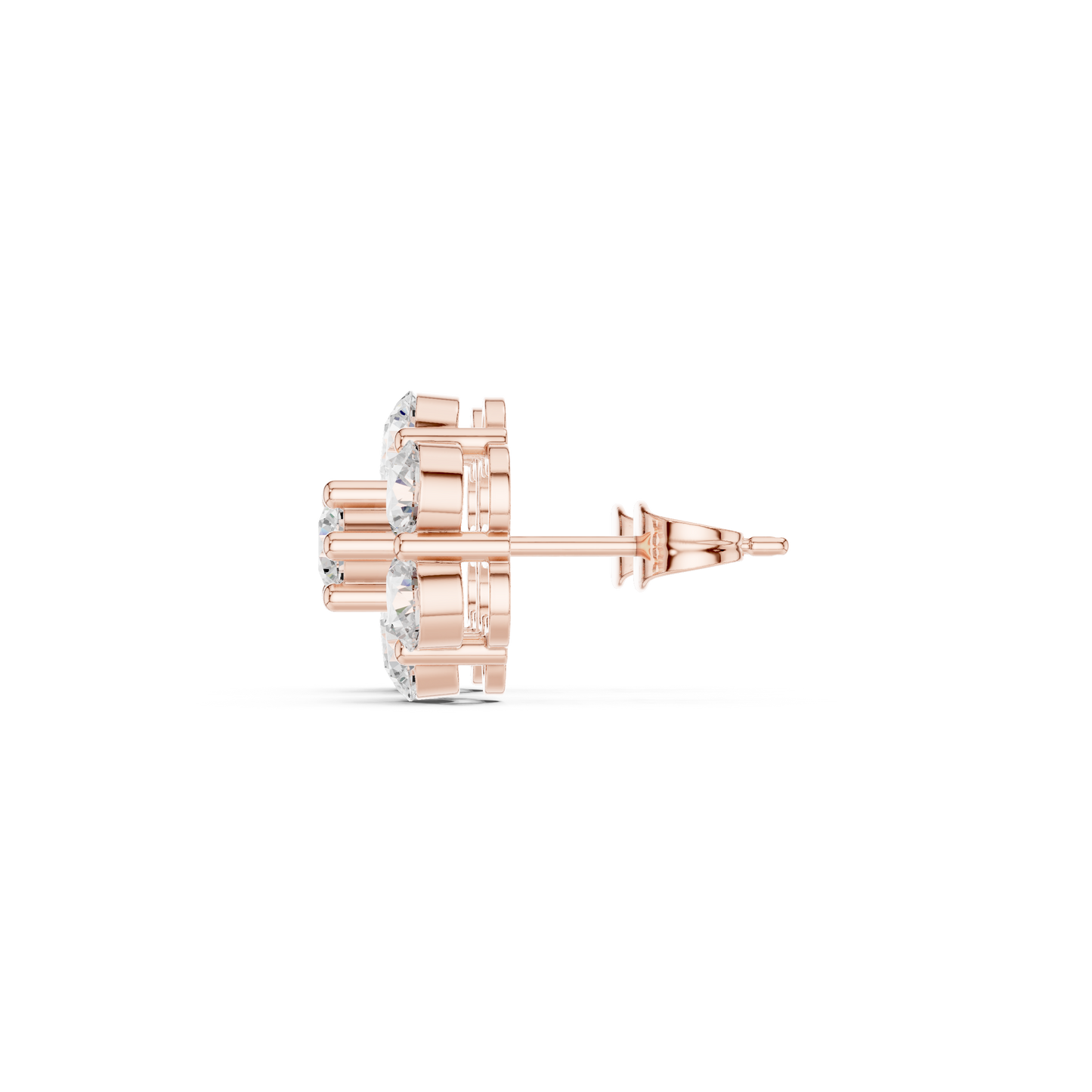 Round Cut Lab Grown Diamond Daisy Stud Earrings in Rose Gold