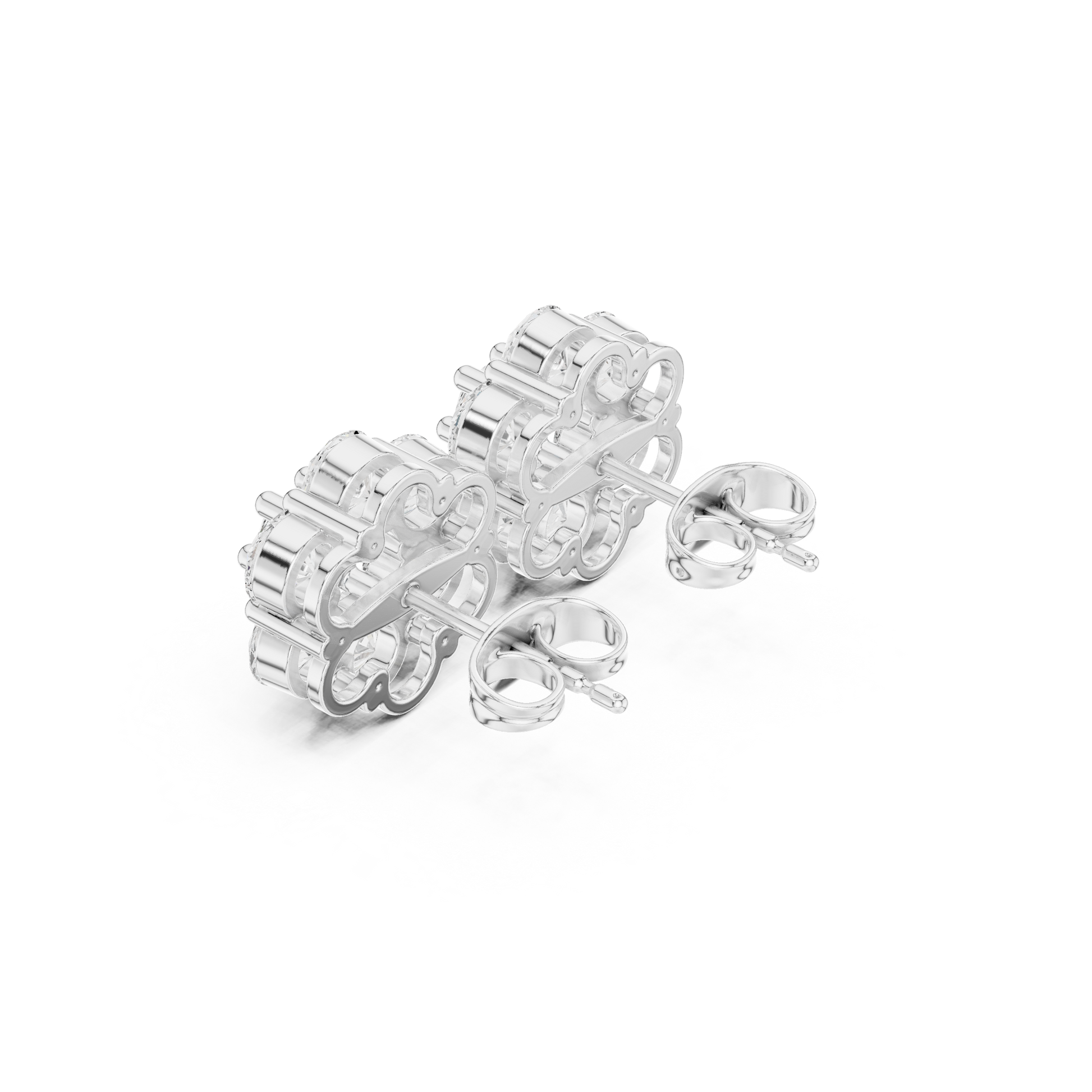 Round Cut Lab Grown Diamond Daisy Stud Earrings in White Gold