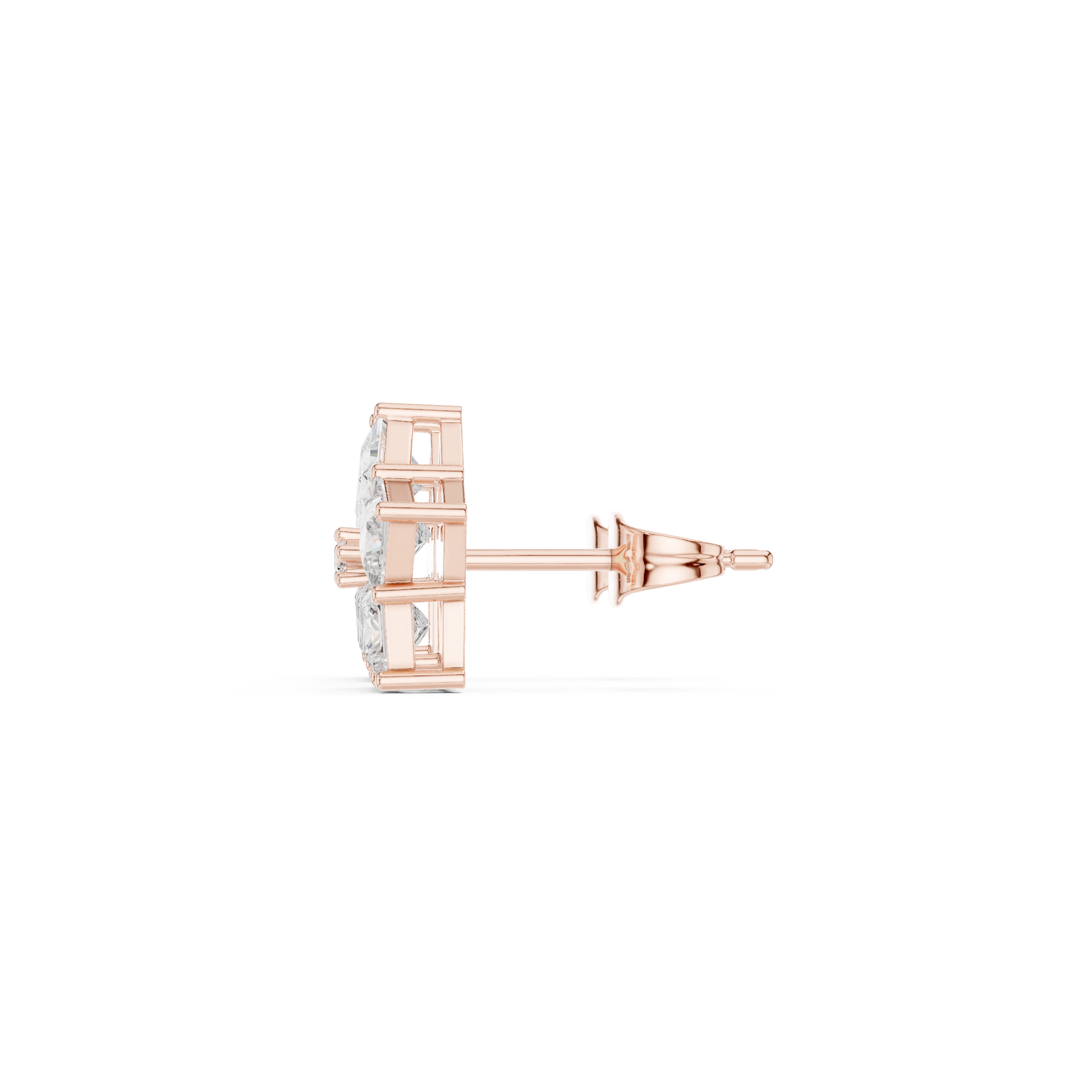 Princess Cut Lab Grown Diamond Stud Earrings in Rose Gold
