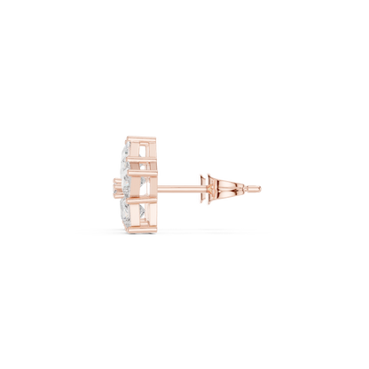 Princess Cut Lab Grown Diamond Stud Earrings in Rose Gold