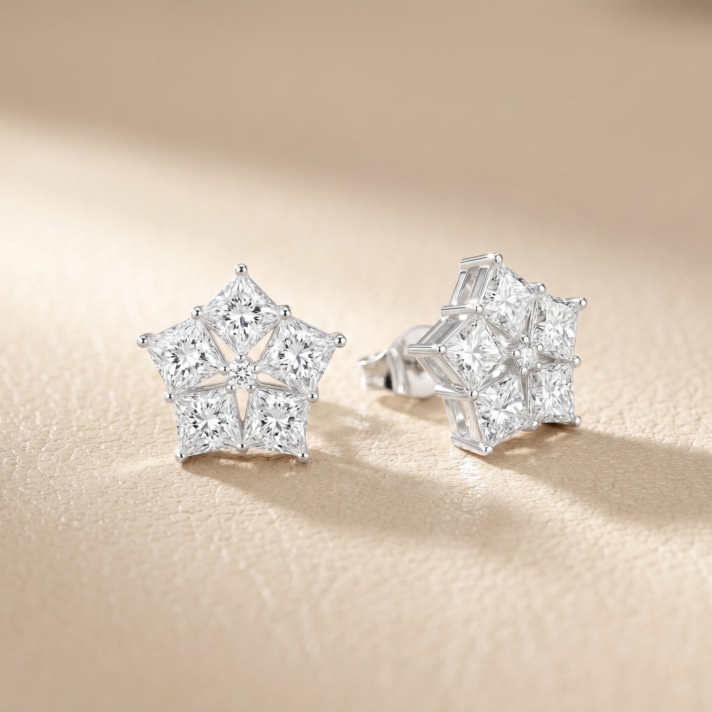 Princess Cut Lab Grown Diamond Stud Earrings in White Gold