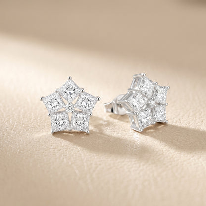 Princess Cut Lab Grown Diamond Stud Earrings in Platinum