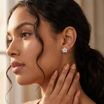 Princess Cut Lab Grown Diamond Stud Earrings in White Gold