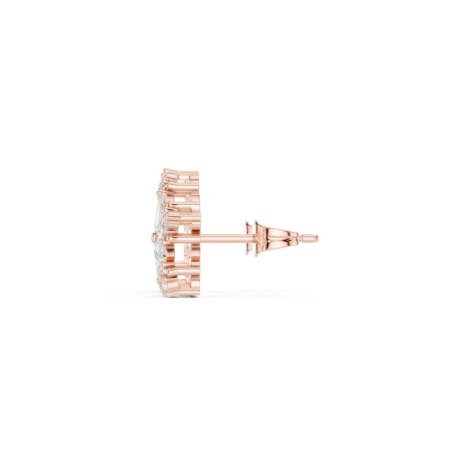 Subtle Floral Lab Grown Diamond Stud Earrings in Rose Gold