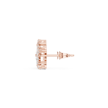 Subtle Floral Lab Grown Diamond Stud Earrings in Rose Gold