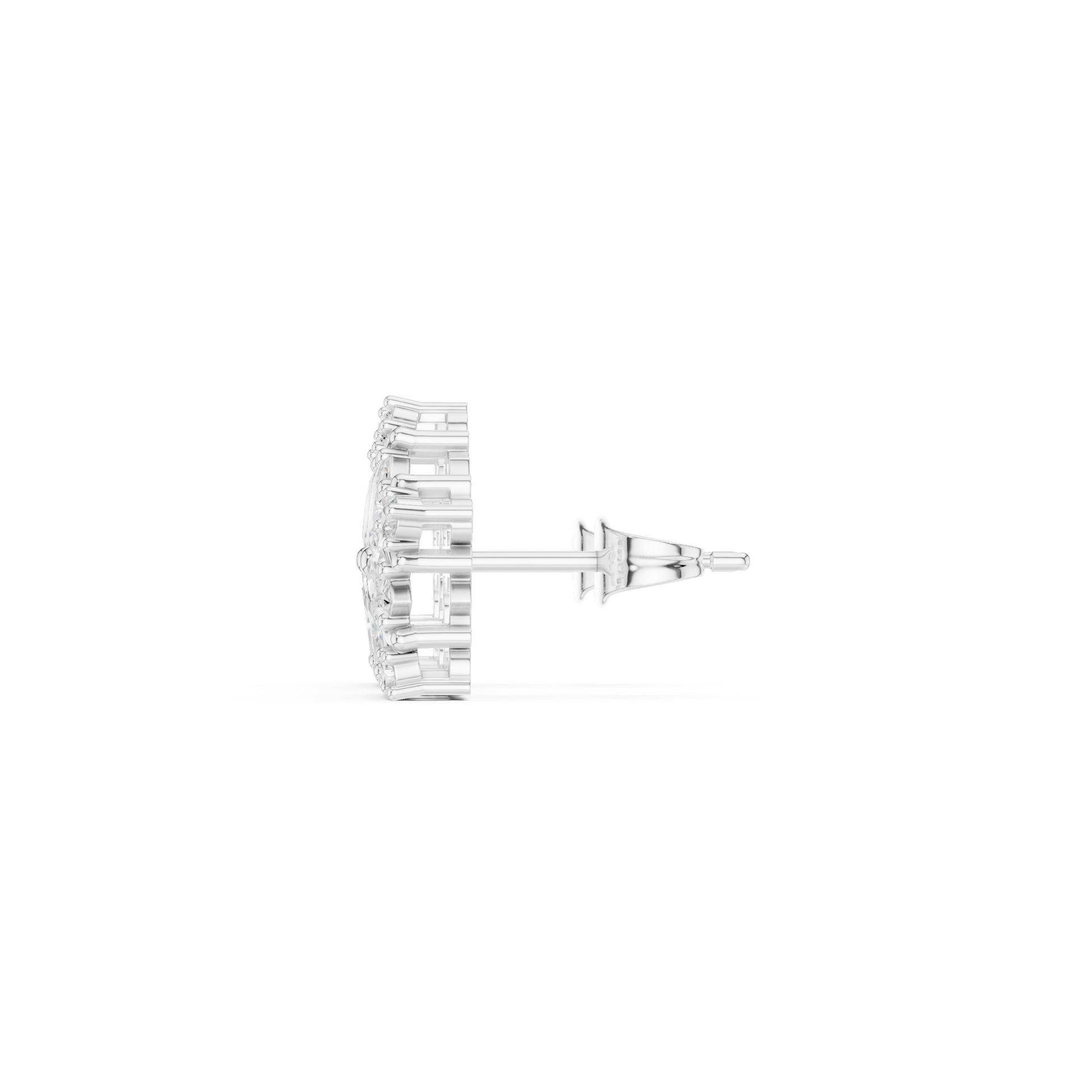 Subtle Floral Lab Grown Diamond Stud Earrings in White Gold