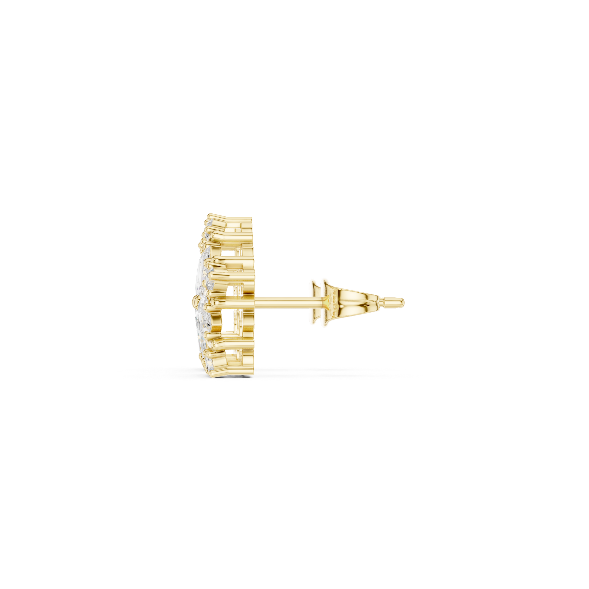 Subtle Floral Lab Grown Diamond Stud Earrings in Yellow Gold