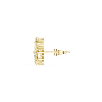 Subtle Floral Lab Grown Diamond Stud Earrings in Yellow Gold