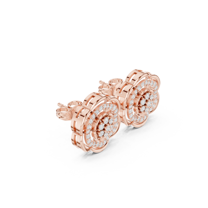 Round Cut Lab Grown Diamond Stud Earrings in Rose Gold