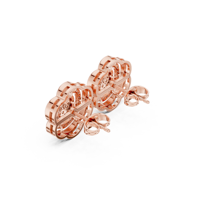 Round Cut Lab Grown Diamond Stud Earrings in Rose Gold