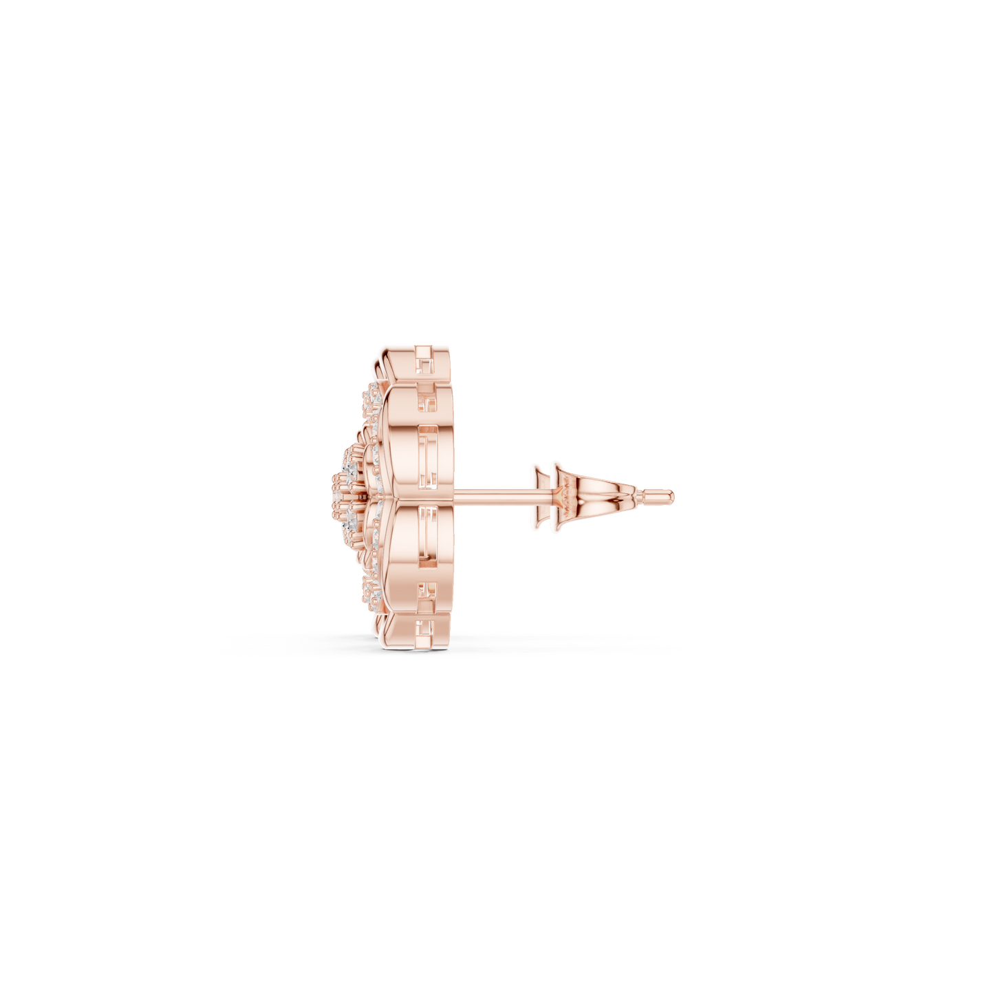 Round Cut Lab Grown Diamond Stud Earrings in Rose Gold