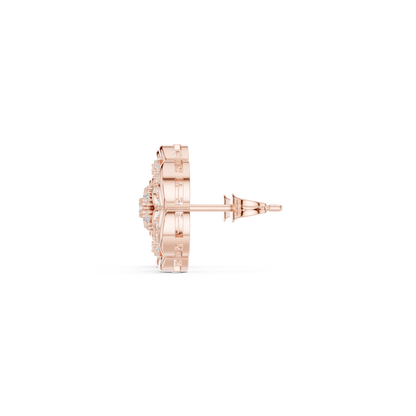 Round Cut Lab Grown Diamond Stud Earrings in Rose Gold