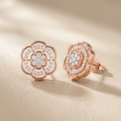 Round Cut Lab Grown Diamond Stud Earrings in Rose Gold