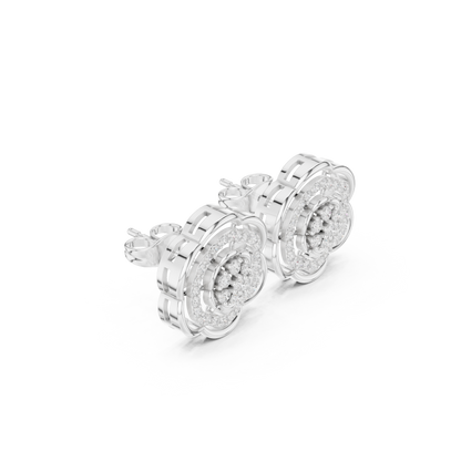 Round Cut Lab Grown Diamond Stud Earrings in White Gold