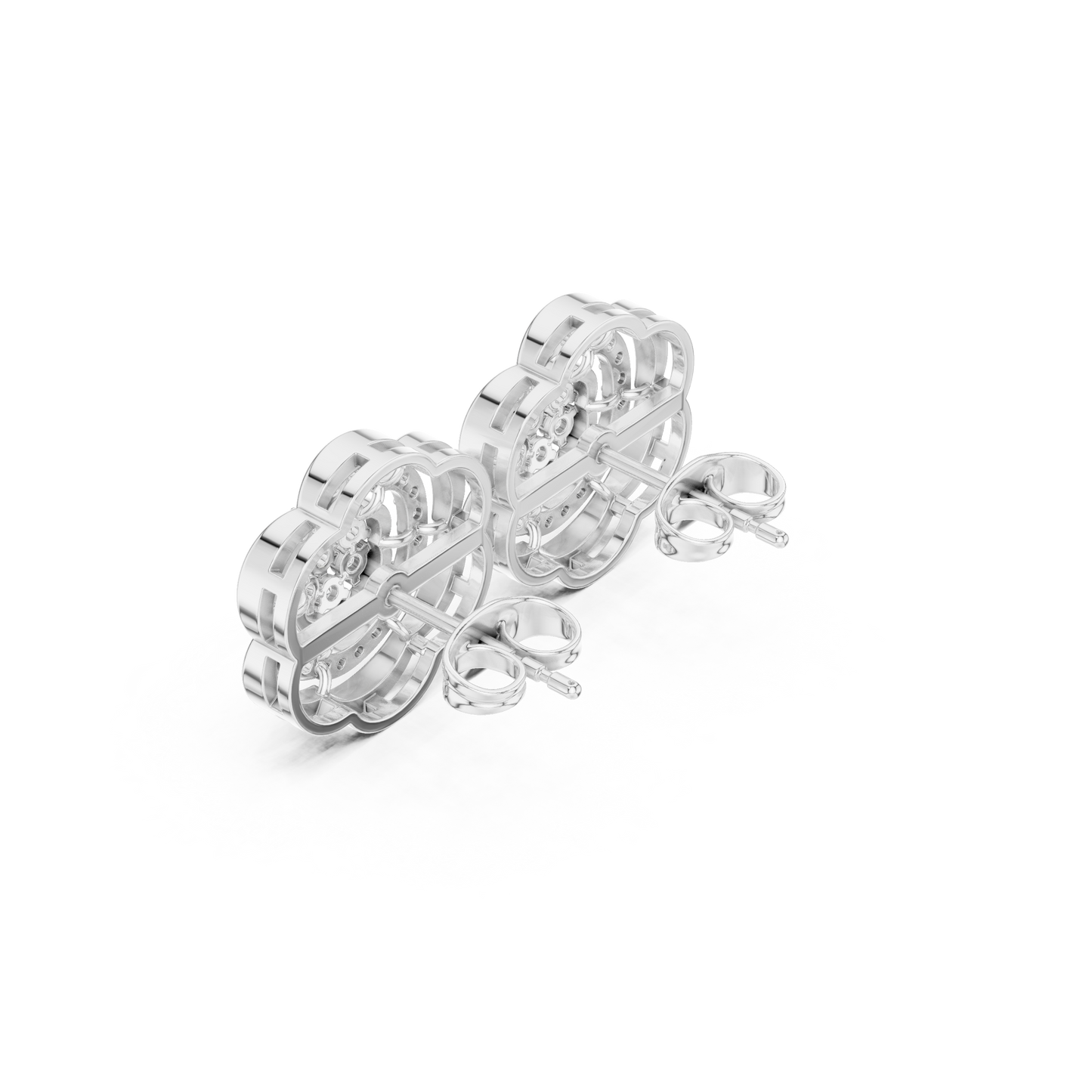 Round Cut Lab Grown Diamond Stud Earrings in White Gold
