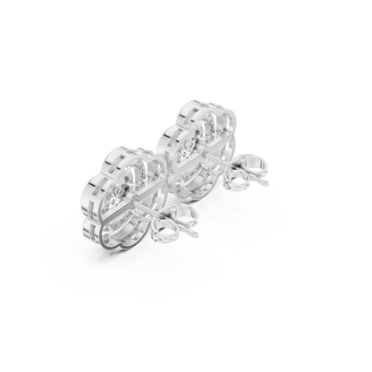 Round Cut Lab Grown Diamond Stud Earrings in Silver