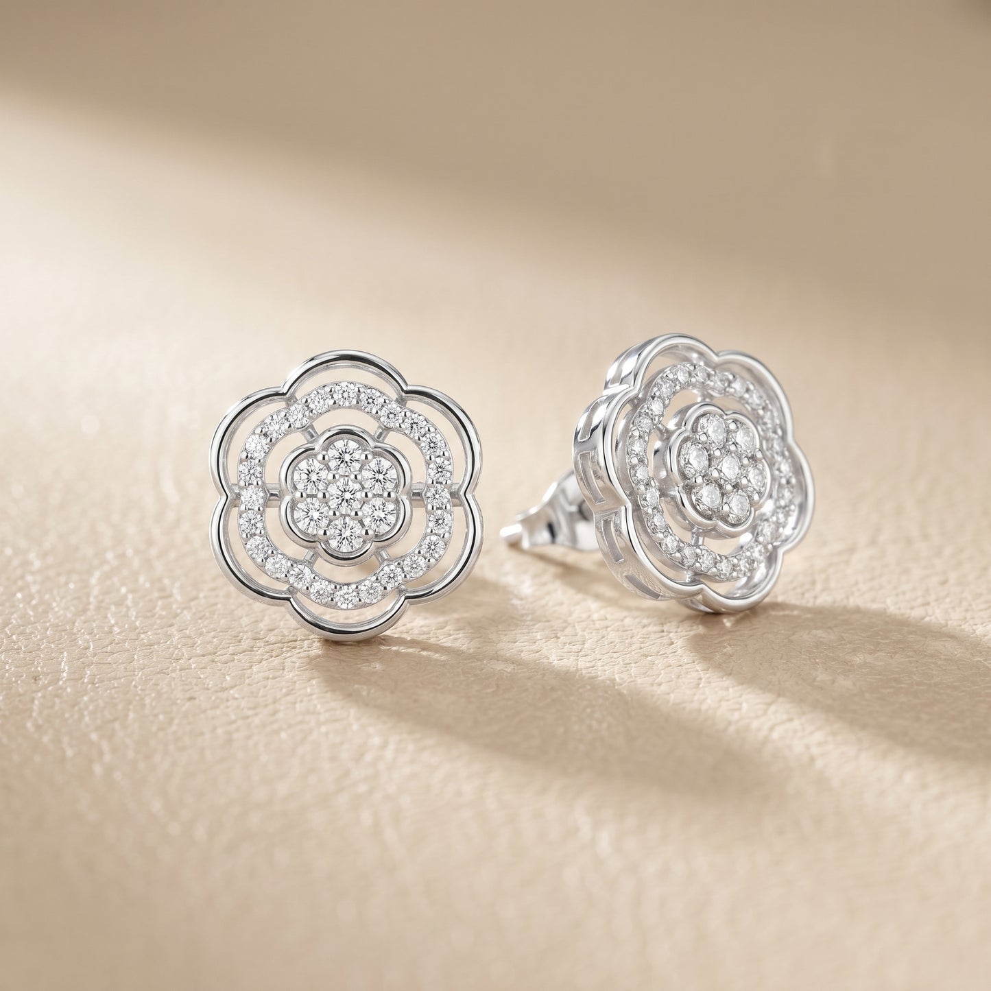 Round Cut Lab Grown Diamond Stud Earrings in Silver